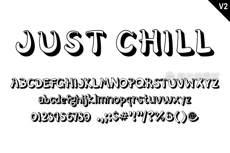 手工制作的Just Chill字母。色彩创意艺术排版设计